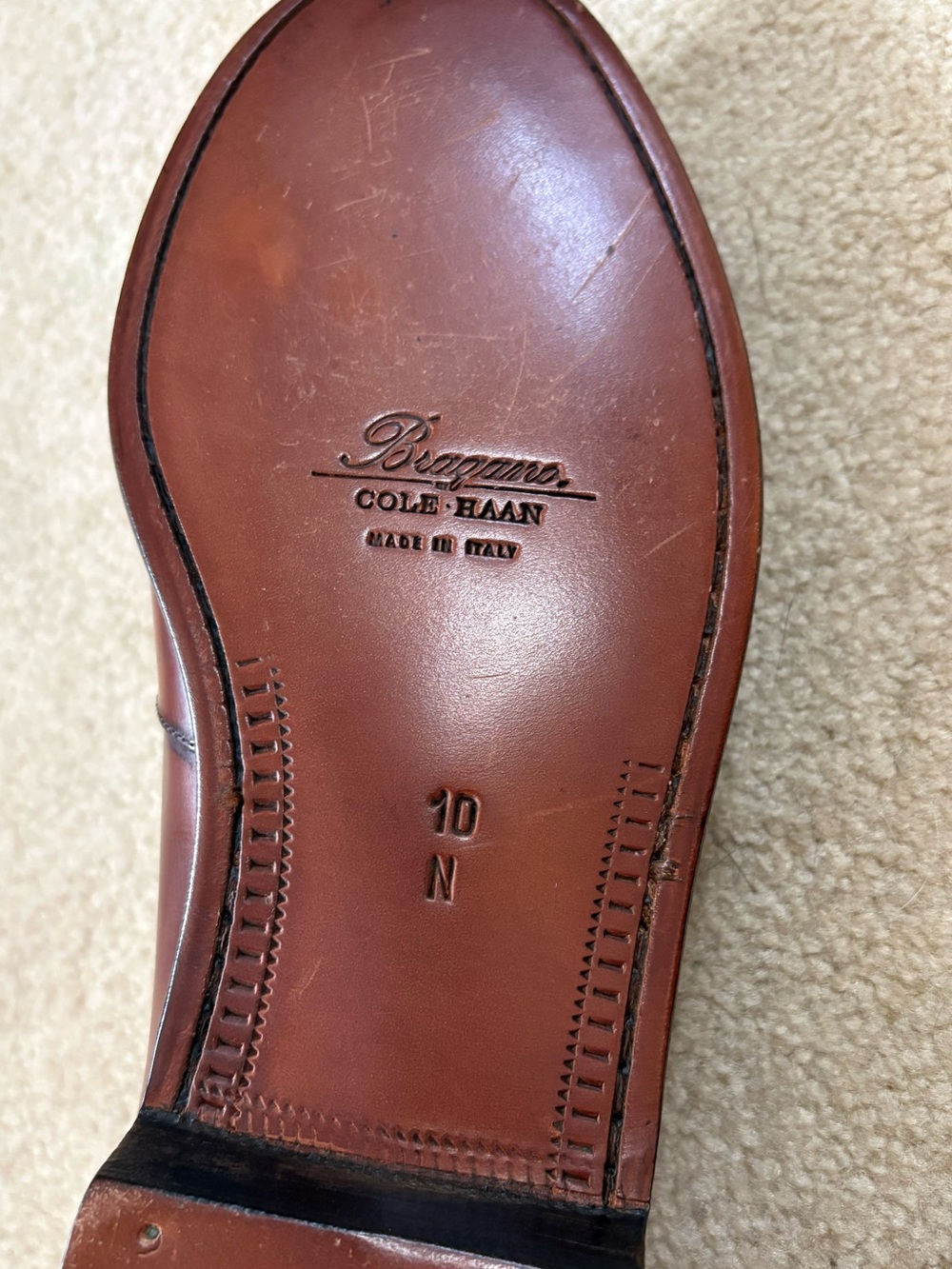 Bragano by Cole Haan Vintage Leather Loafers Made in Italy Mens 10 - Picture 3 of 4